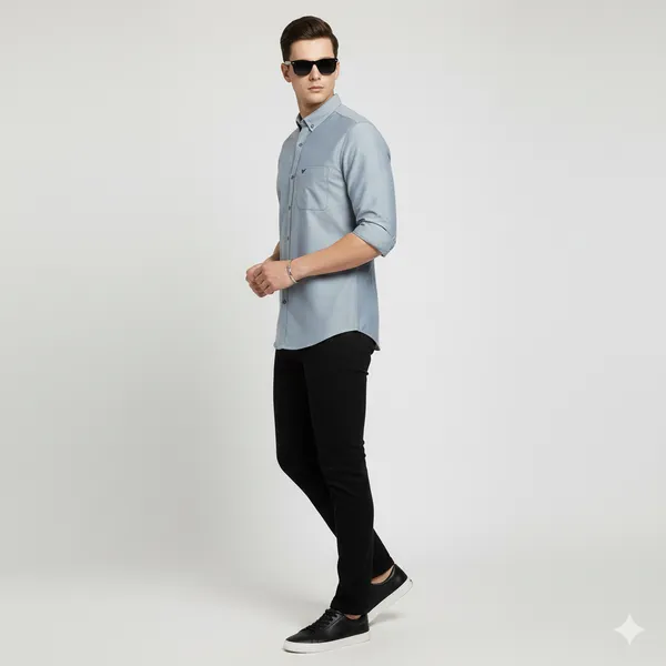 Slate_Grey_Oxford_Cotton_Plain_Shirt_For_Men