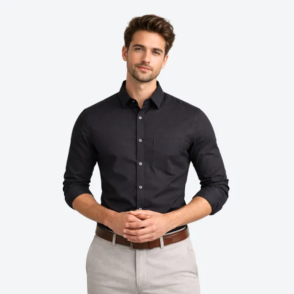 Black_Cotton_Plain_Shirt_For_Men