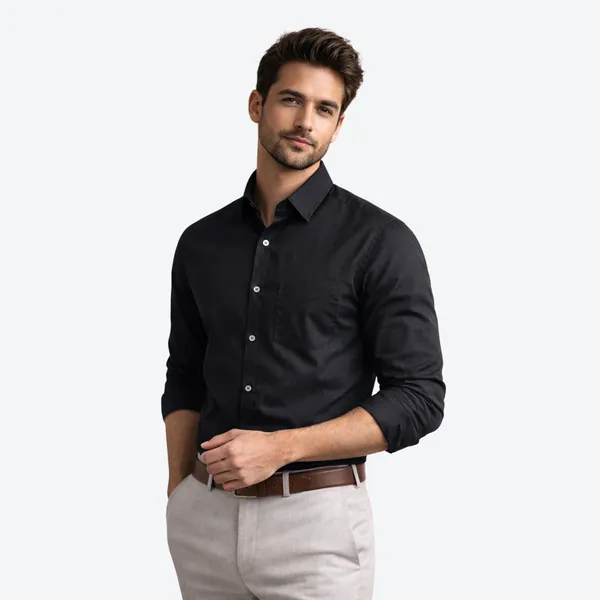 Black_Cotton_Plain_Shirt_For_Men