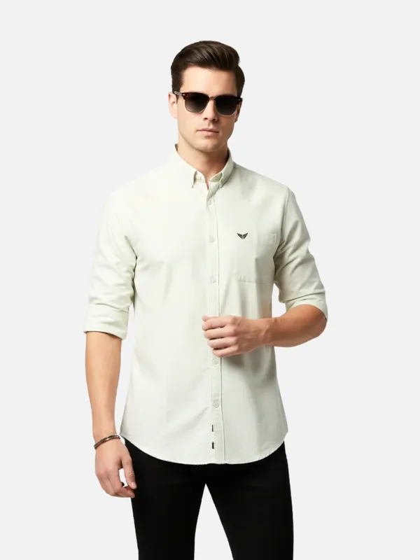 Light_Cream_White_Oxford_Cotton_Plain_Shirt_For_Men