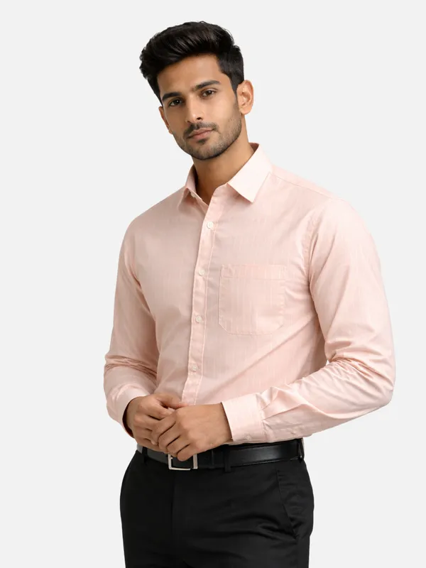Men_Pastel_Peach_Pink_PinStriped_Casual_Shirt