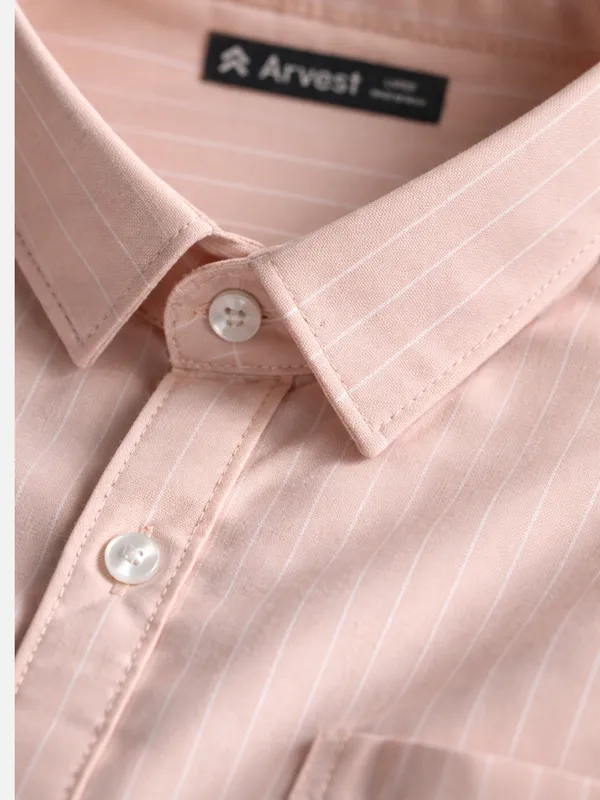 Men_Pastel_Peach_Pink_PinStriped_Casual_Shirt