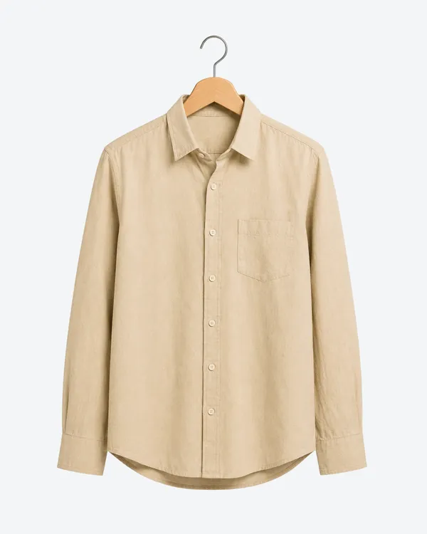 Dark_Teal_Green_&_Khakhi_Of_2_Linen_Plain_Premium_Shirts_For_Men