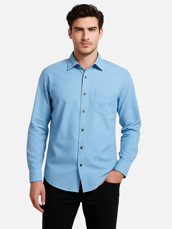 Sky_Blue_Cotton_Plain_Shirt_For_Men
