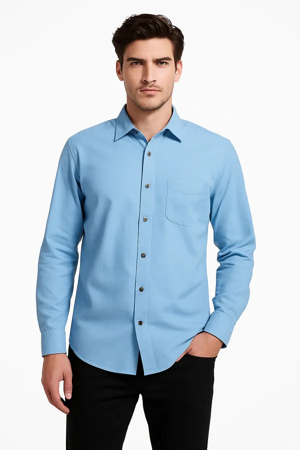 Sky_Blue_Cotton_Plain_Shirt_For_Men