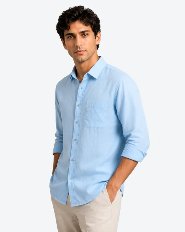 Sky_Blue_Linen_Plain_Premium_Shirts_For_Men