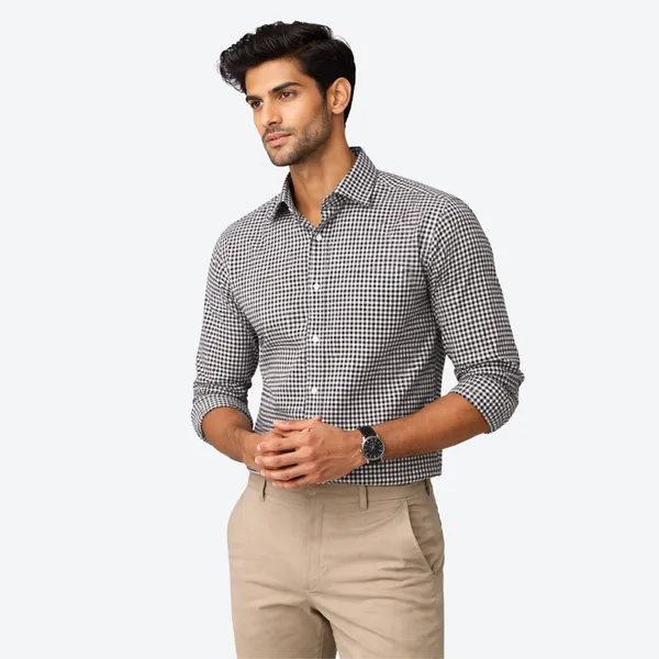Black_Gingham_Check_Cotton_Oxford_Shirt