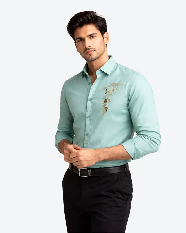 Men_Aqua_green_Cotton_Embroidered_Casual_Shirt