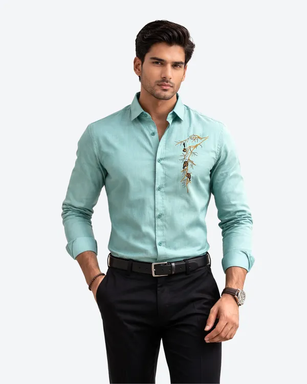Men_Aqua_green_Cotton_Embroidered_Casual_Shirt