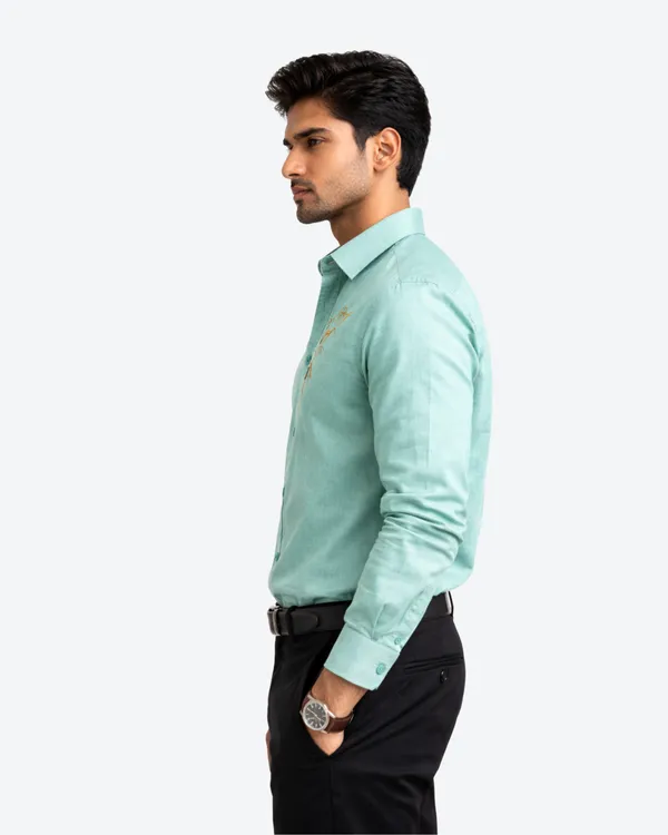 Men_Aqua_green_Cotton_Embroidered_Casual_Shirt