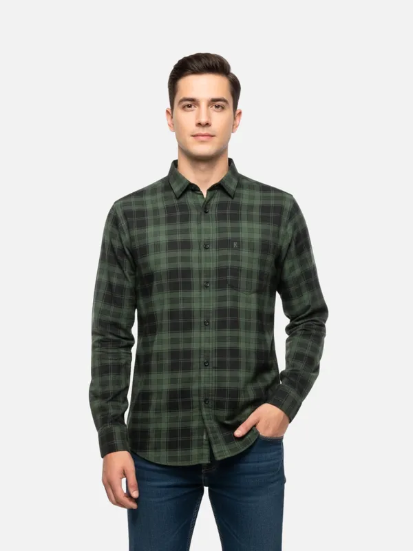 Green_Cotton_Checked_Shirts_For_Men