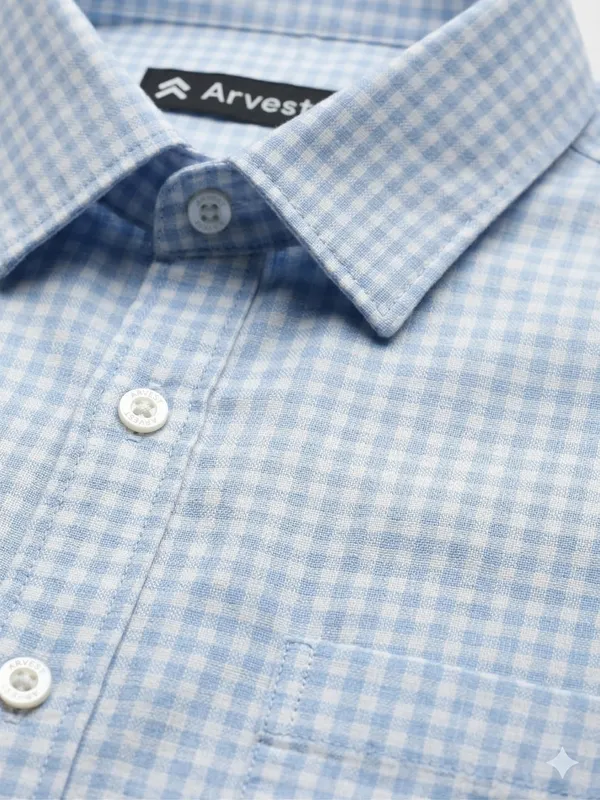 Sky_Blue_Gingham_Check_Cotton_Oxford_Shirt
