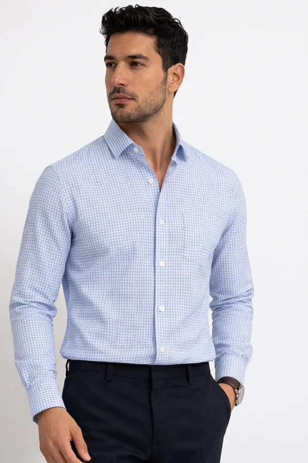 Sky_Blue_Gingham_Check_Cotton_Oxford_Shirt