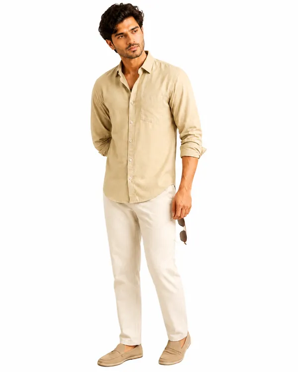 Khakhi_Linen_Plain_Premium_Shirts_For_Men