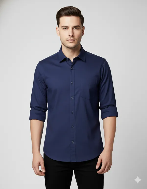 Blue_Cotton_Plain_Shirt_For_Men