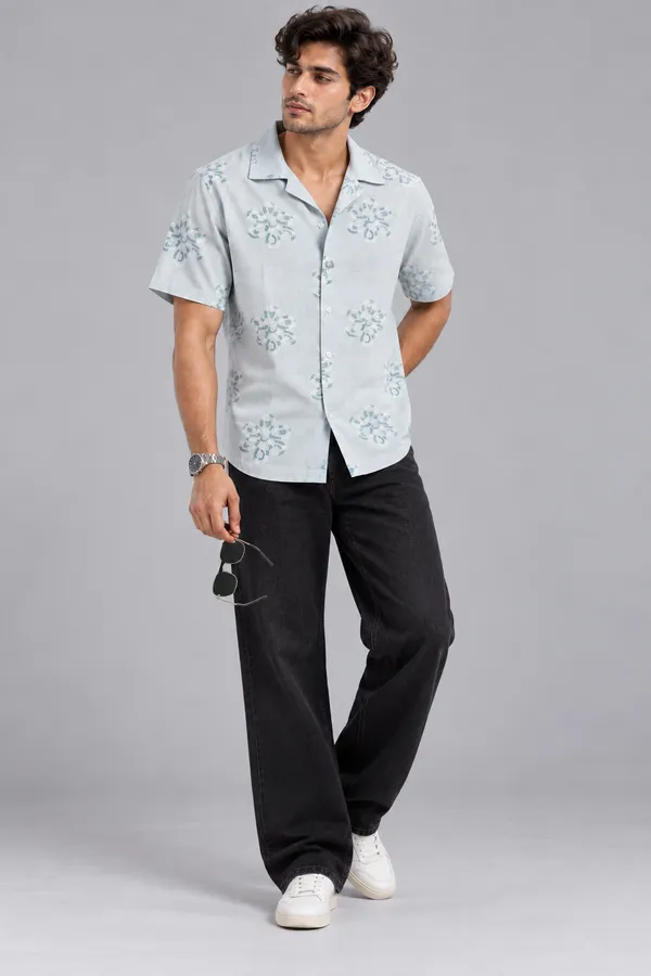 ARVEST_Powder_Blue_Floral_Linen_Half-Sleeve_Shirt