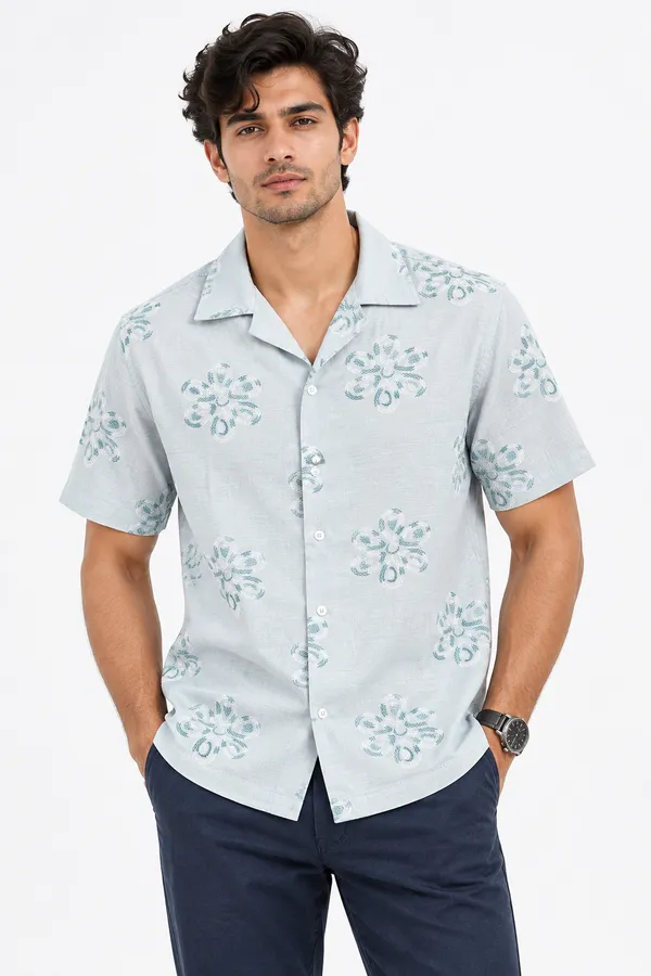 ARVEST_Powder_Blue_Floral_Linen_Half-Sleeve_Shirt