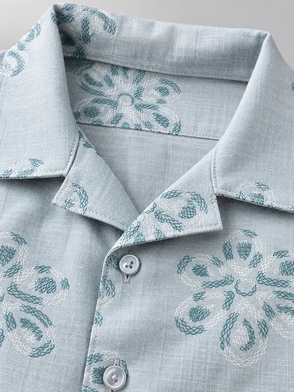 ARVEST_Powder_Blue_Floral_Linen_Half-Sleeve_Shirt