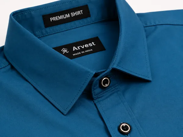Mens_Teal_Blue_Plain_Cotton_Blend_Shirt
