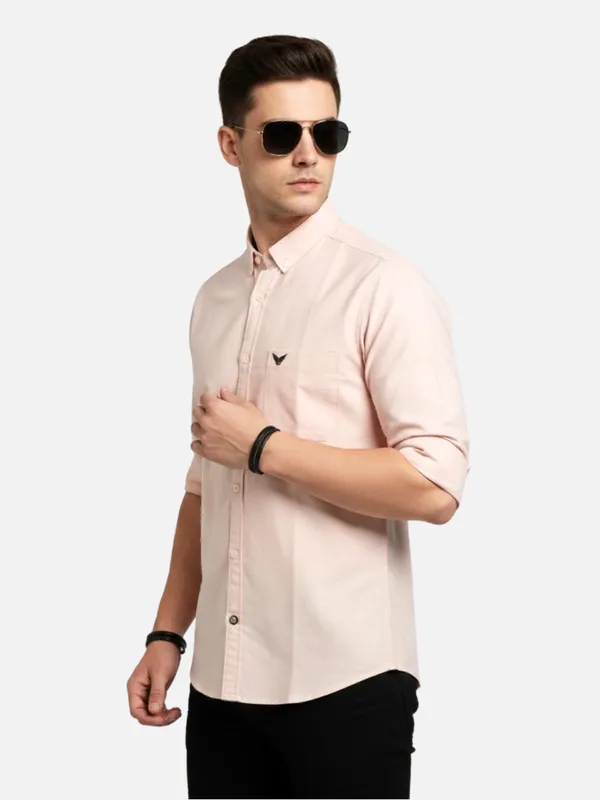 Peach_Oxford_Cotton_Plain_Shirt_For_Men