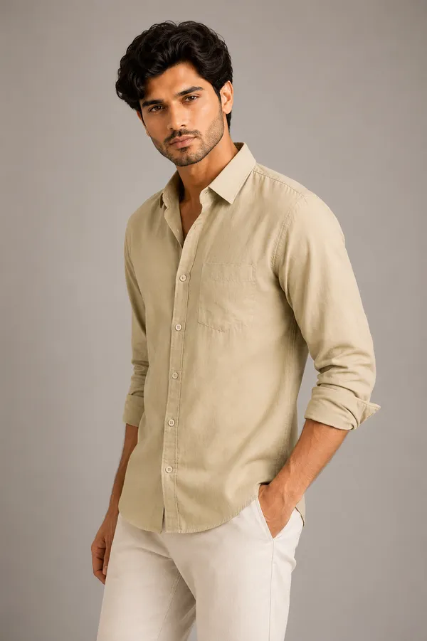 Khakhi_&_White_Pack_Of_2_Linen_Plain_Premium_Shirts_For_Men