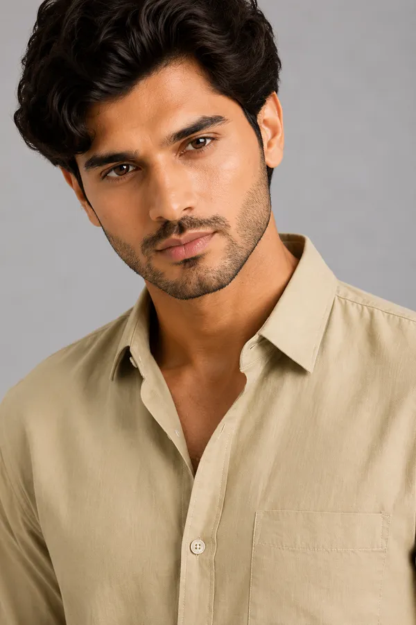 Khakhi_&_White_Pack_Of_2_Linen_Plain_Premium_Shirts_For_Men