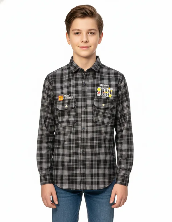 Boys_Slim_Fit_Checked_Spread_Collar_Casual_Shirt