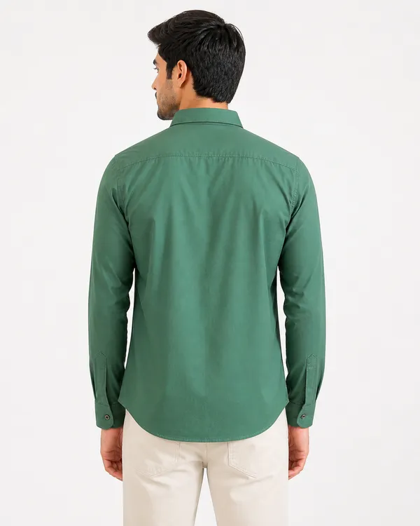 Olive_Green_Cotton_Plain_Shirt_For_Men