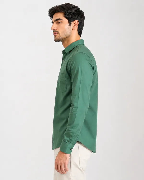 Olive_Green_Cotton_Plain_Shirt_For_Men