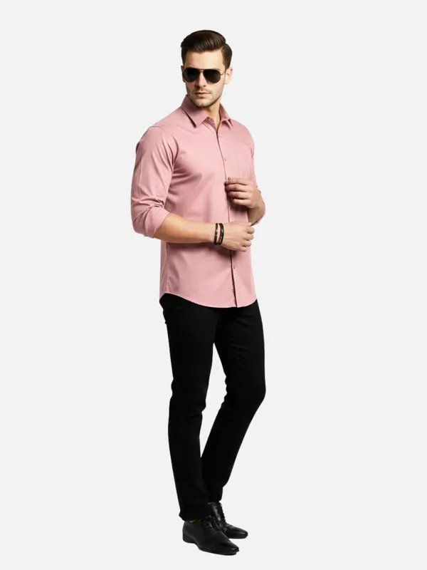 Dusty_Rose_Oxford_Cotton_Plain_Shirt_For_Men