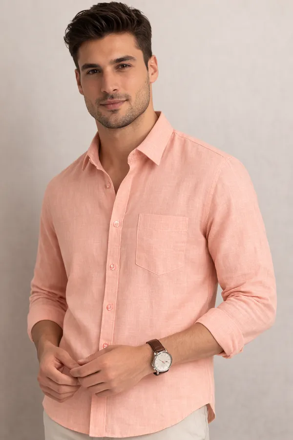 Burgundy_&_Peach_Pack_Of_2_Linen_Plain_Premium_Shirts_For_Men