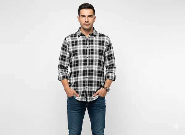 Black_Cotton_Checked_Shirts_For_Men