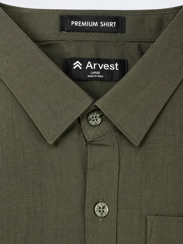 Pink_&_Olive_Green_Pack_Of_2_Linen_Plain_Premium_Shirts_For_Men