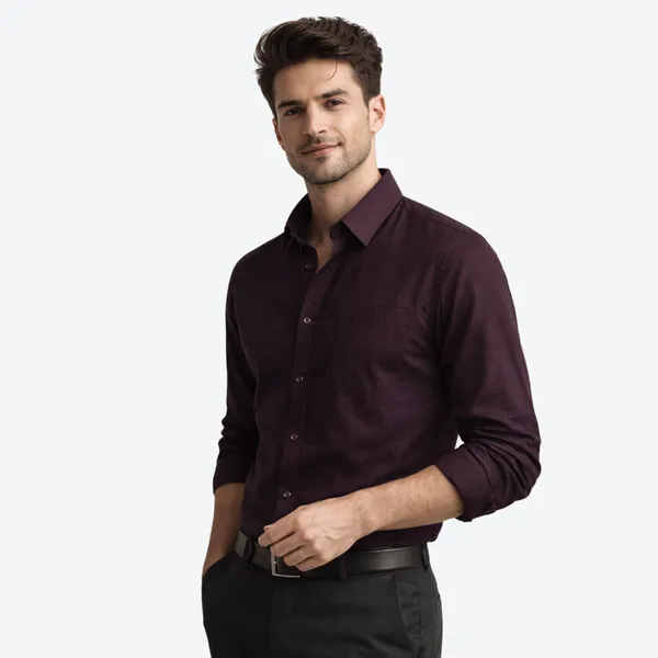 Dark_Purple_Linen_Plain_Premium_Shirts_For_Men