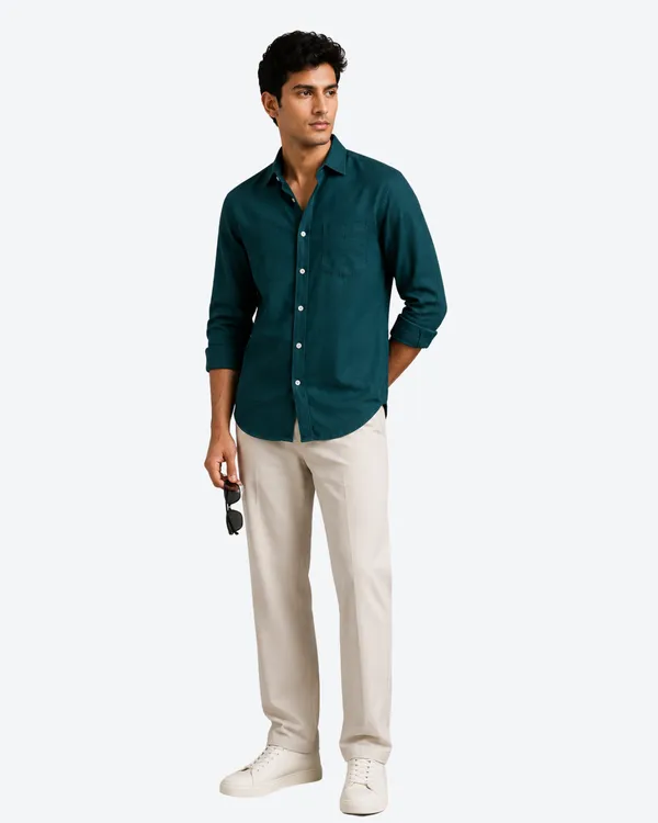 Dark_Teal_Green_Linen_Plain_Premium_Shirts_For_Men