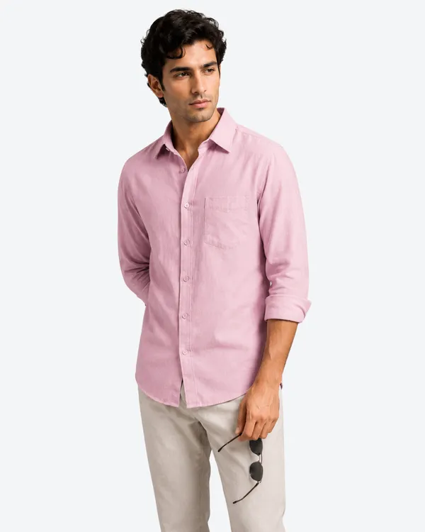 Pink_Linen_Plain_Premium_Shirts_For_Men