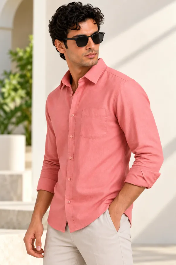 Dusty_Rose_Linen_Plain_Premium_Shirts_For_Men