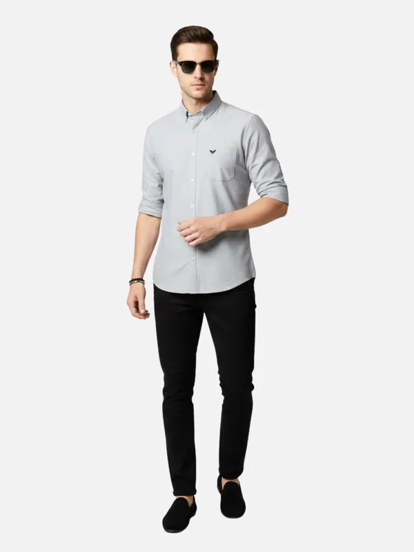 Light_Grey_Oxford_Cotton_Plain_Shirt_For_Men