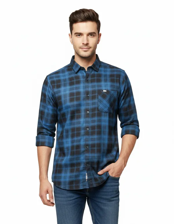 Blue_Cotton_Checked_Shirts_For_Men