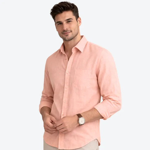 Peach_&_Sky_Blue_Of_2_Linen_Plain_Premium_Shirts_For_Men