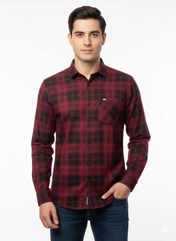 Red_Cotton_Checked_Shirts_For_Men
