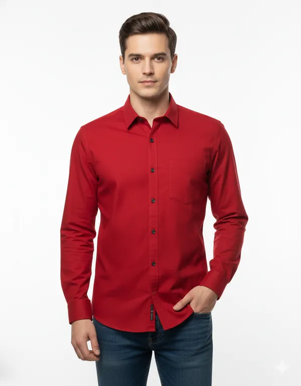 Red_Cotton_Plain_Shirt_For_Men