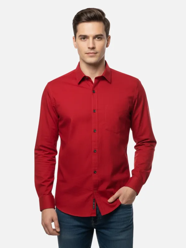 Red_Cotton_Plain_Shirt_For_Men
