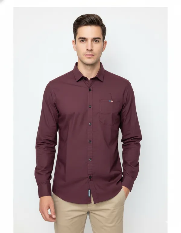 Maroon_Cotton_Plain_Shirt_For_Men