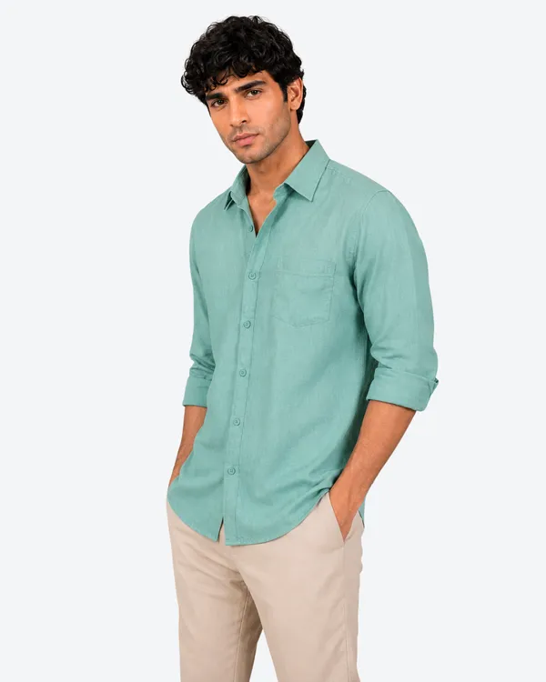 Peach_&_Teal_Pack_Of_2_Linen_Plain_Premium_Shirts_For_Men