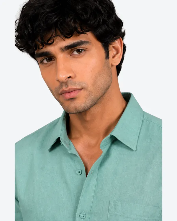 Peach_&_Teal_Pack_Of_2_Linen_Plain_Premium_Shirts_For_Men