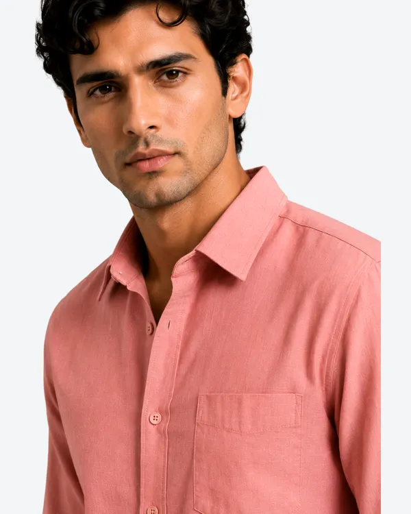 Khakhi_&_Dusty_Rose_Pack_Of_2_Linen_Plain_Premium_Shirts_For_Men