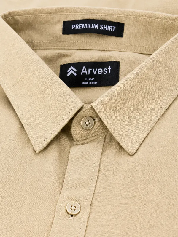 Khakhi_&_Dusty_Rose_Pack_Of_2_Linen_Plain_Premium_Shirts_For_Men