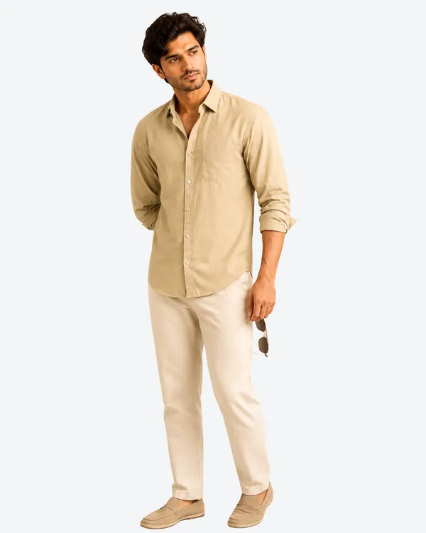 Khakhi_&_Dusty_Rose_Pack_Of_2_Linen_Plain_Premium_Shirts_For_Men