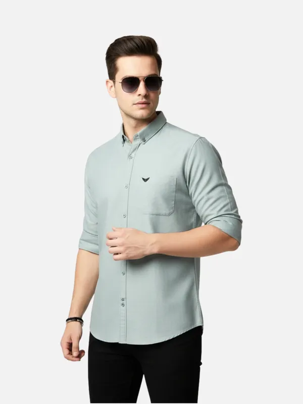 Dusty_Sage_Grey__Oxford_Cotton_Plain_Shirt_For_Men